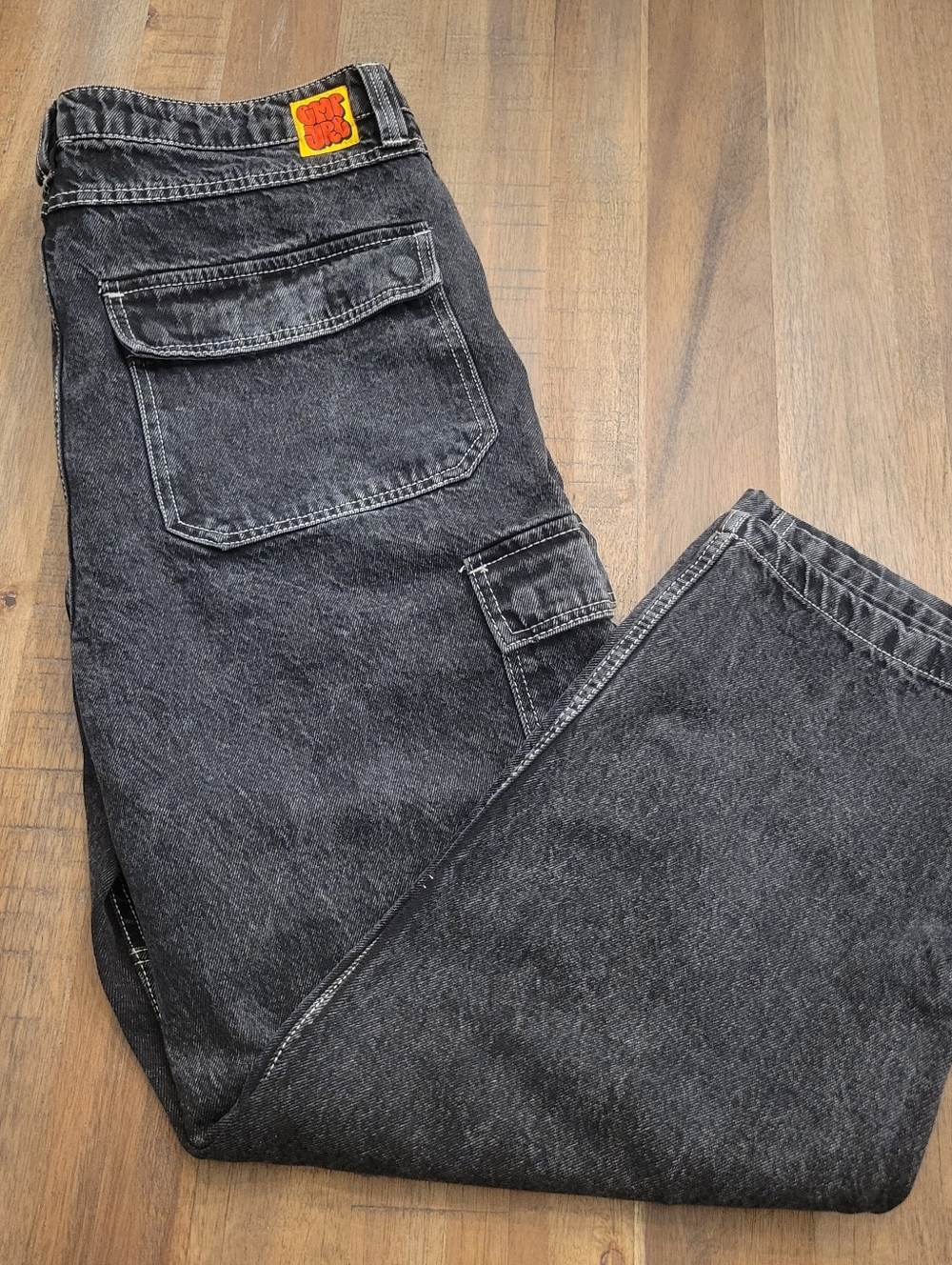 Empyre Black Washed Carpenter Jeans with Pocket Flap
